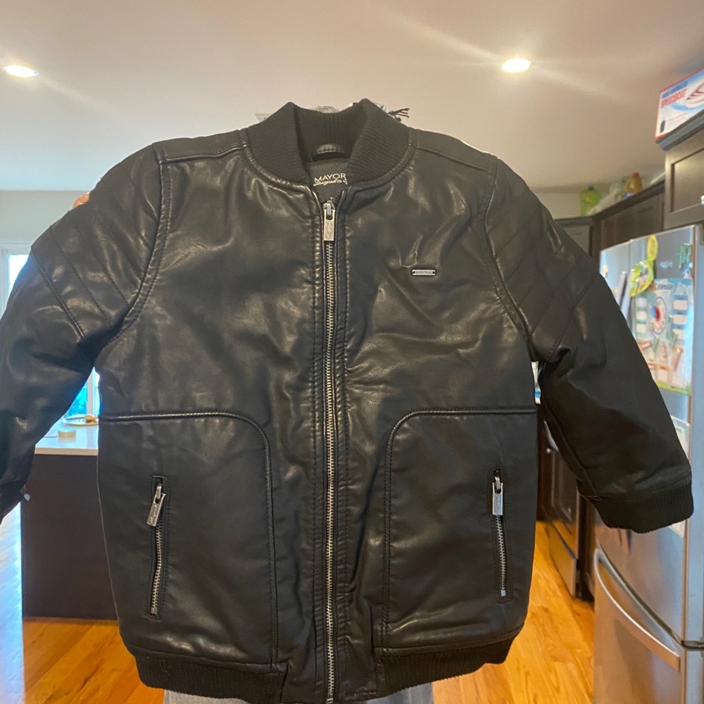 Mayoral black boys faux leather jacket size 4